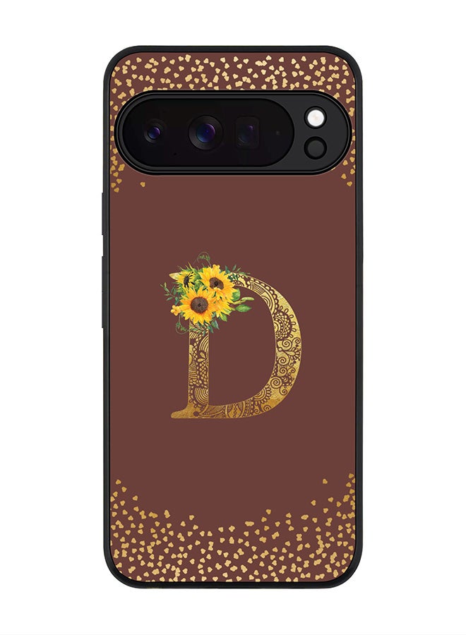 For Google Pixel 10 Pro XL Case,Slim fit Camera Protection, Shockproof Thin Phone cover  - Custom Floral Monogram - D  (Brown )